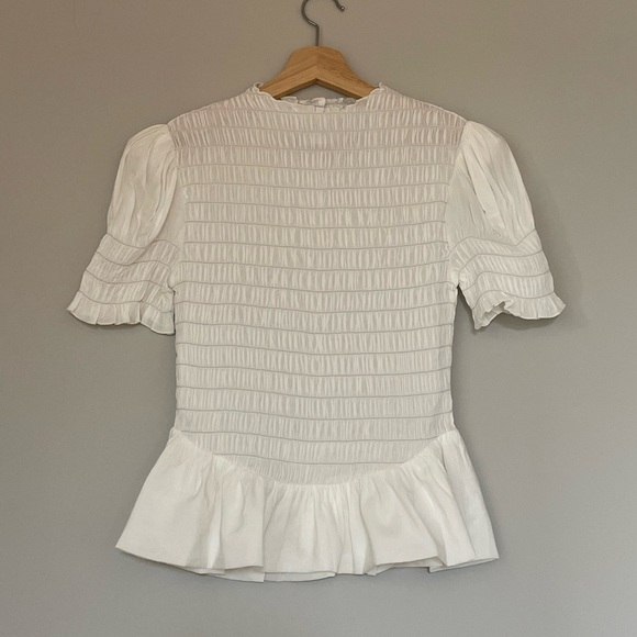 NEW Reformation Aggie Short Sleeve Top Peplum White | size XS - Picture 6 of 11
